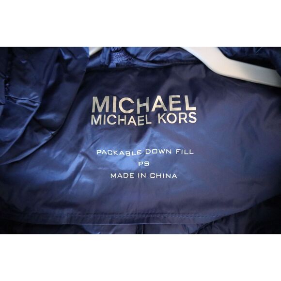 Michael Kors Women's Petite Sz S Blue Packable Down Puffer Coat Jacket - Picture 8 of 12